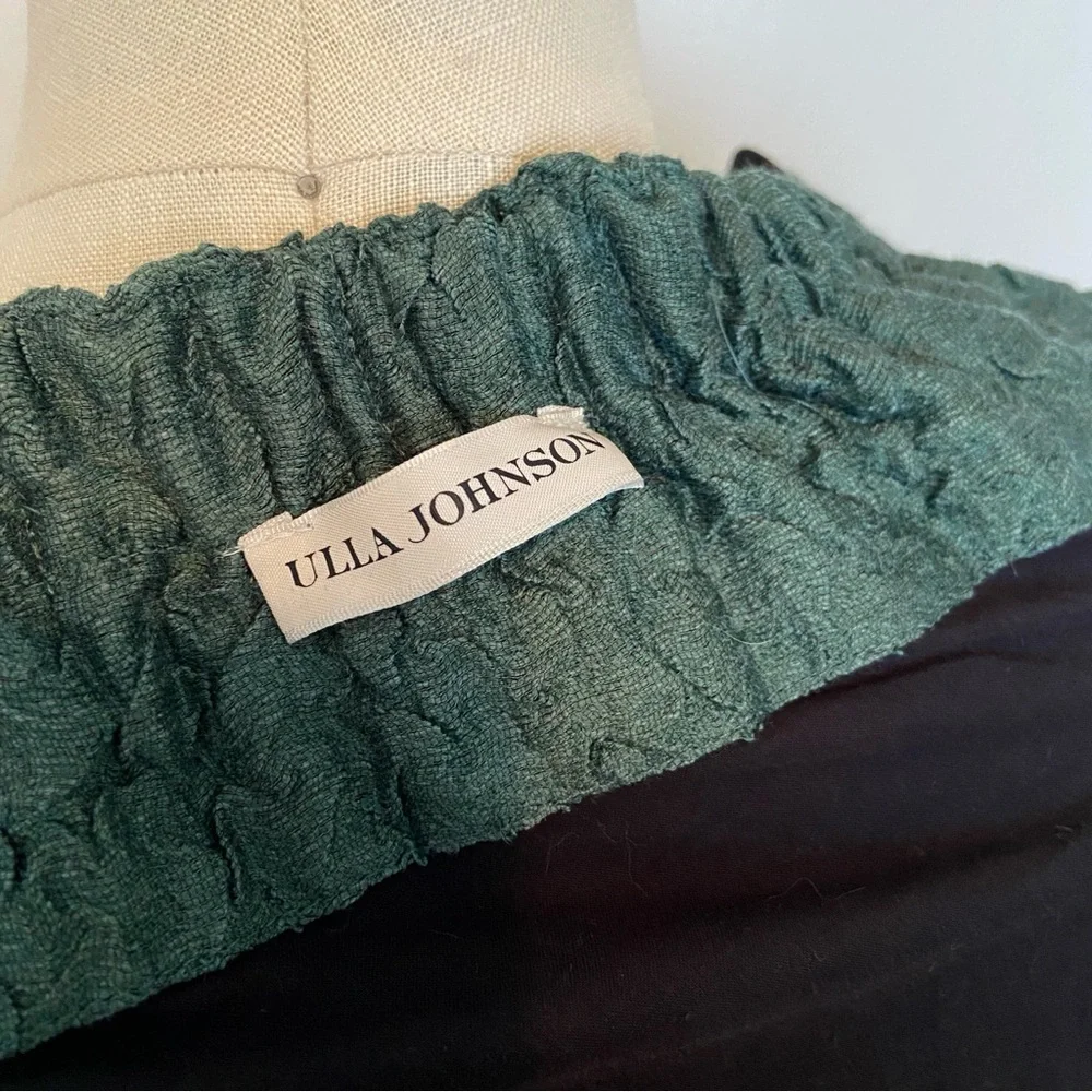 $1,600 Ulla Johnson Runway Francoise Green Wool Silk Smocked Gown - Picture 13 of 14